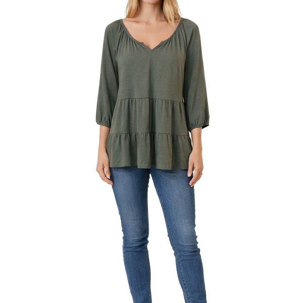 Francesca's Size Medium Hunter Green Peplum Blouse New Without Tags